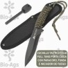 Cuchillo de supervivencia con funda de nylon y pedernal integrado